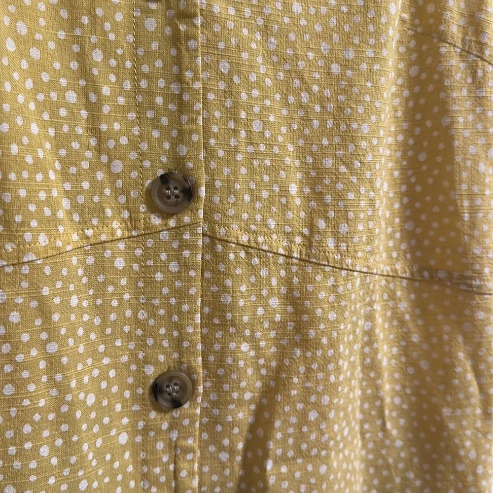 Yellow Patterned Button-Front Mini Dress - Picture 2 of 4